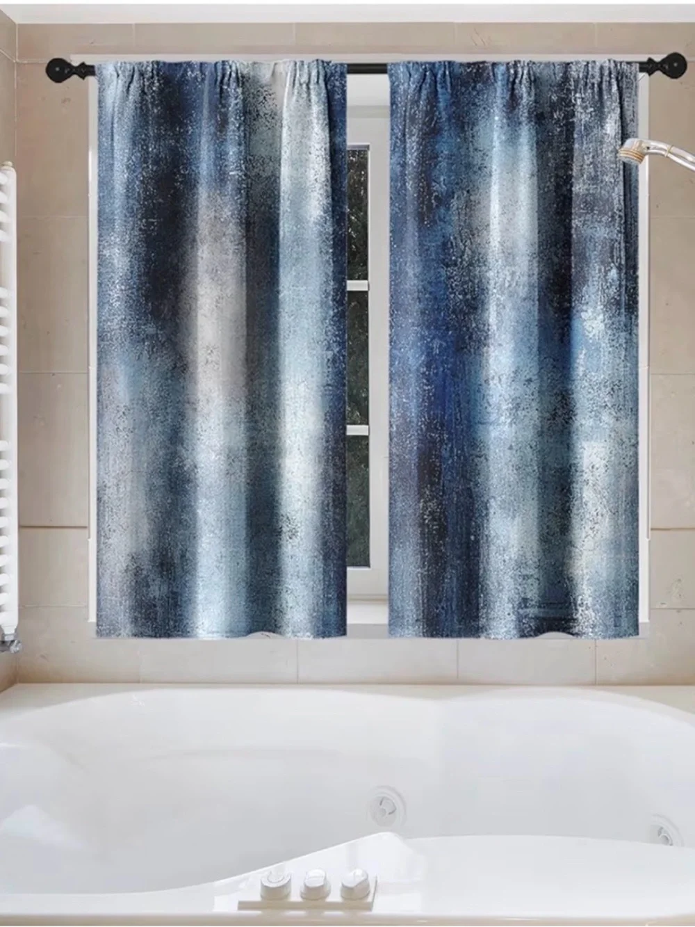 Blue Textured Shower Curtain - Modern Bath Accent